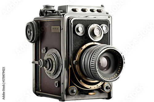 old photo camera. Vintage camera old film camera isolates for objects