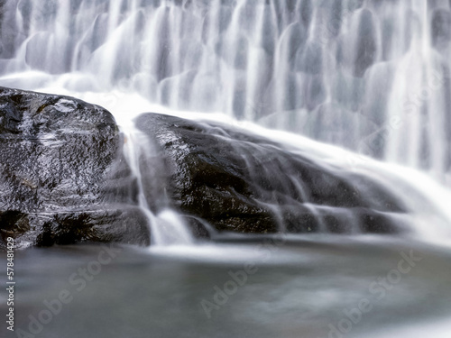 small waterfall on the rocks