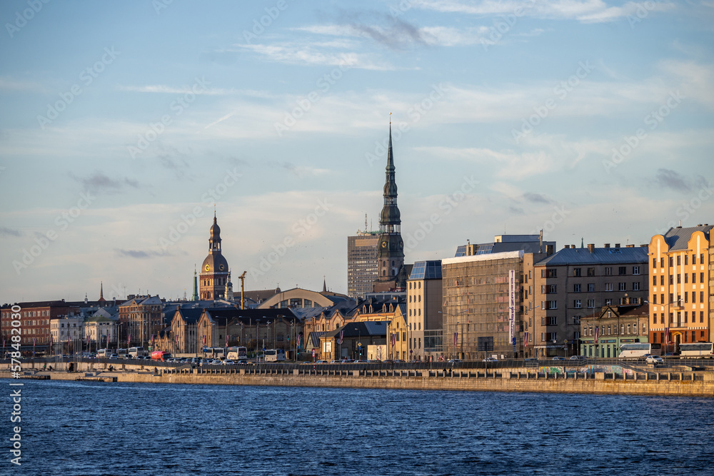 View of Old Riga across the Daugava River in Latvia 