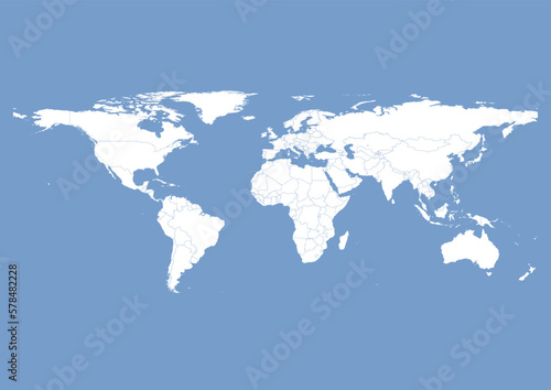 Vector world map - with Dark Pastel Blue color borders on background in Dark Pastel Blue color. Download now in eps format vector or jpg image.