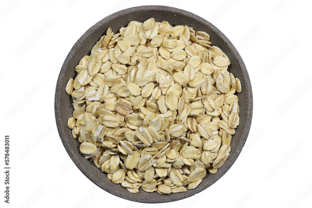 oatmeal in a concrete bowl isolated on white background oatmeal in a concrete bowl isolated on white background