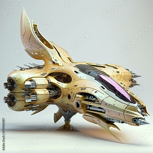 Платно Pearlescent Alien Starfighter: A Majestic Artistic Creation in Scale 4