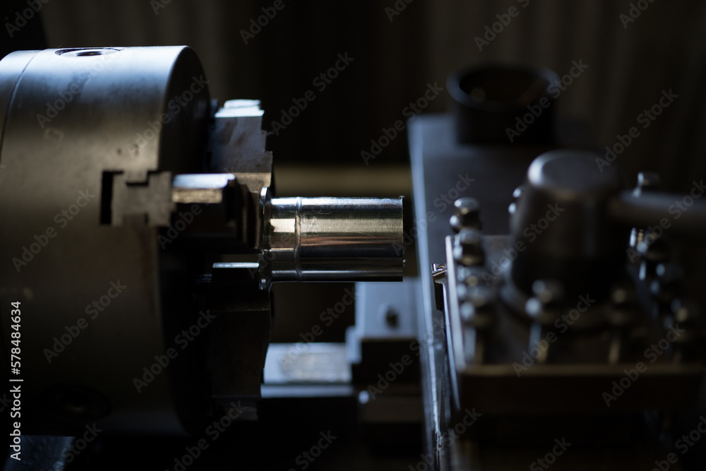 Fototapeta premium Lathe processing of a ferrule tube 