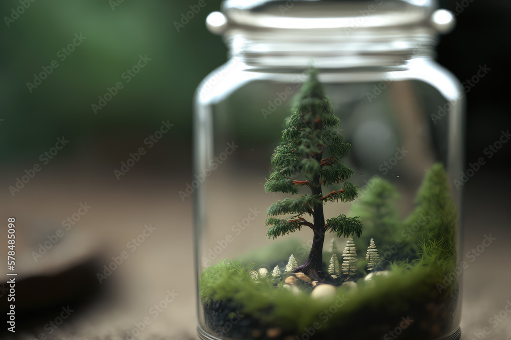 pine tree inside a glass jar made by generative ai pine tree inside a glass jar made by generative ai