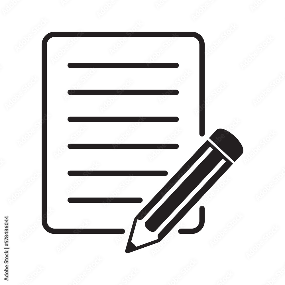 Document with pencil icon vector illustration. Test vector icon. Document with pencil icon vector illustration. Test vector icon.