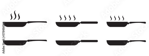 Frying pan vector icon. Frying pan isolated signs.