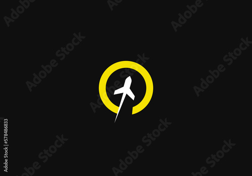 Logo Travel, Airplane, Circle. Travel, Backpacker, Tour, logo Unique, Modern, Minimalist. Business identity Vector Icon.