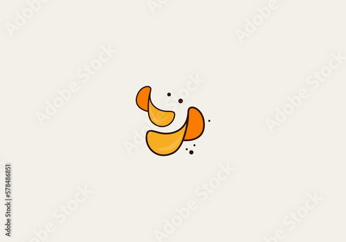 Logo Potato chips, Food and Snack logo with Simple Potato Cartoon, Unique Food, Snack, Chips Business identity Vector Icon.