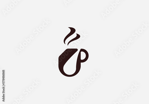 Logo Seven and Coffee Cup. Cafe, Restaurant, Dring and Beverage, Cup, Coffee and eatery, logo Unique, Modern, Minimalist. Business identity Vector Icon. photo