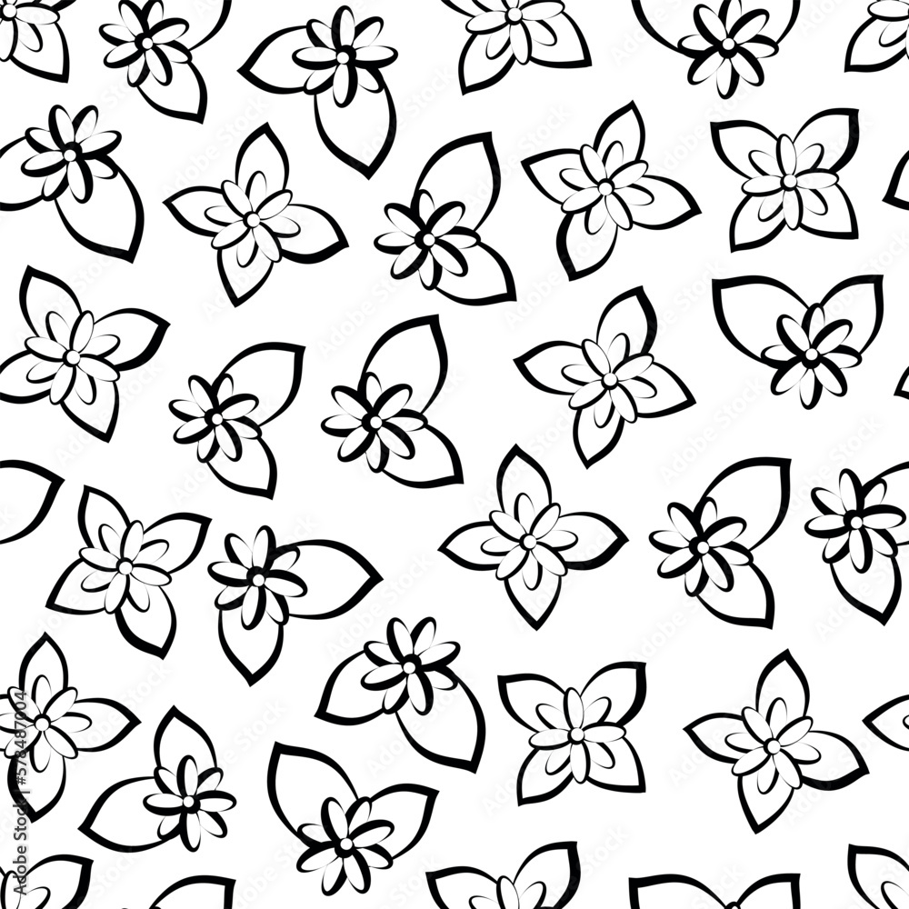 Linear doodle flowers background