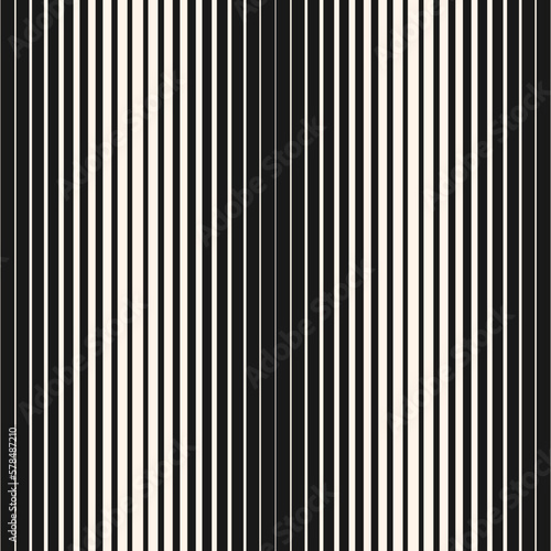 Halftone seamless pattern. Vector geometric half-tone background with straight thin and thick lines. Black and white striped texture. Gradient transition effect. Modern abstract graphic geo design