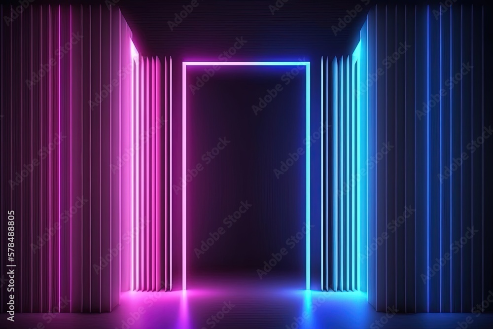 Modern 3d rendering pink neon lighting effect abstract cyber space background wallpaper for desktop and mobile