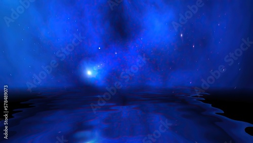 Wallpaper Mural Space Universe With Stars And Galaxies reflected in water Torontodigital.ca