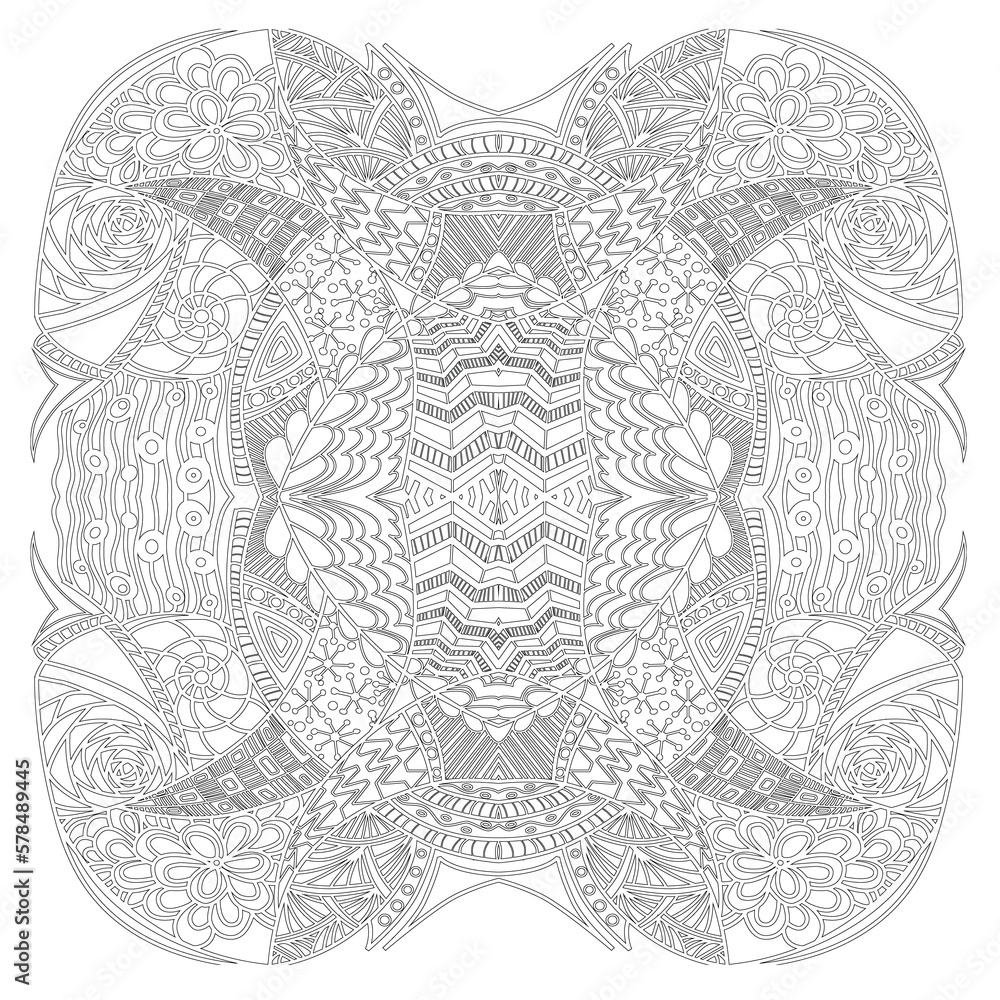 Fototapeta premium Complex Zentangle Tribal, Black & White, Vector Linear artwork