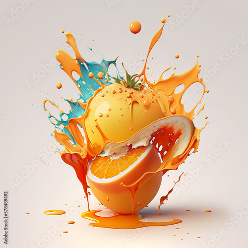 Delicious glazed tasty Orange fruit. AI generated illustration © vector_master
