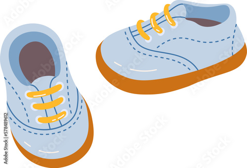 Shoes pair for kids flat illustration Fashionable footwear
