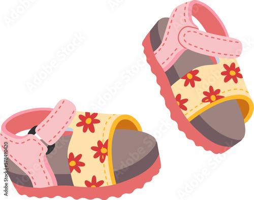 Shoes pair for kids flat illustration Fashionable footwear