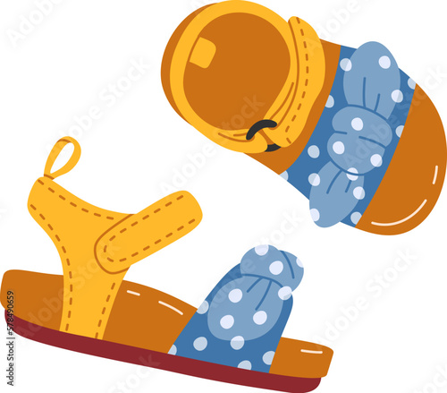 Shoes pair for kids flat illustration Fashionable footwear