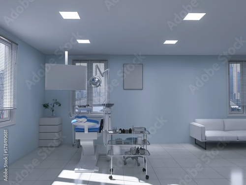 Dentist office interior, 3d render, 3d illustration