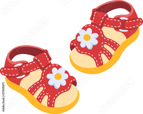Shoes pair for kids flat illustration Fashionable footwear