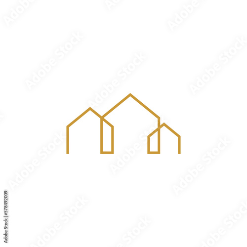 Linear house project drawing. Vector symbol
