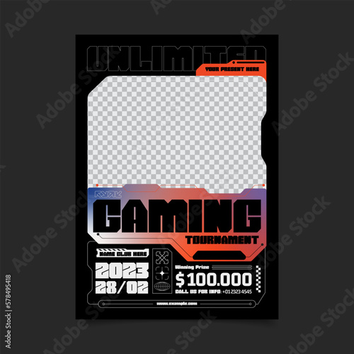 Futuristic Gaming Tournament Flyer Print Template
