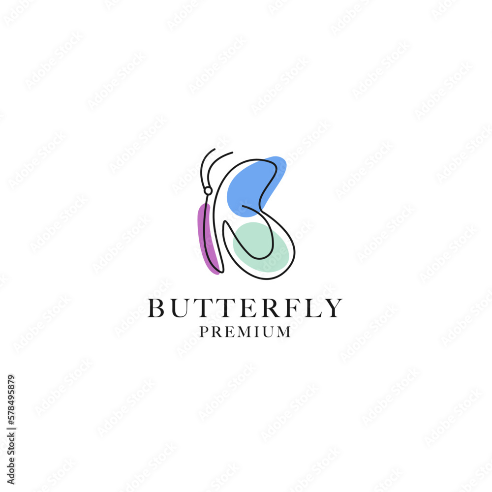 Vector butterfly logo design with simple and elegant monoline vector illustration Vector butterfly logo design with simple and elegant monoline vector illustration