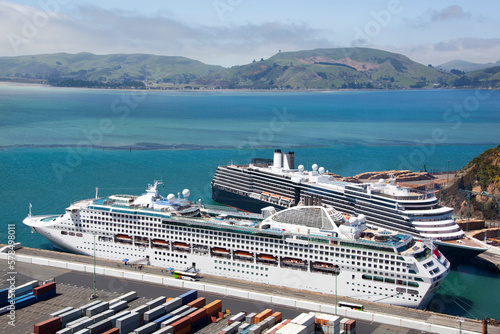 Port Chalmers Town Port With Cruise Ships