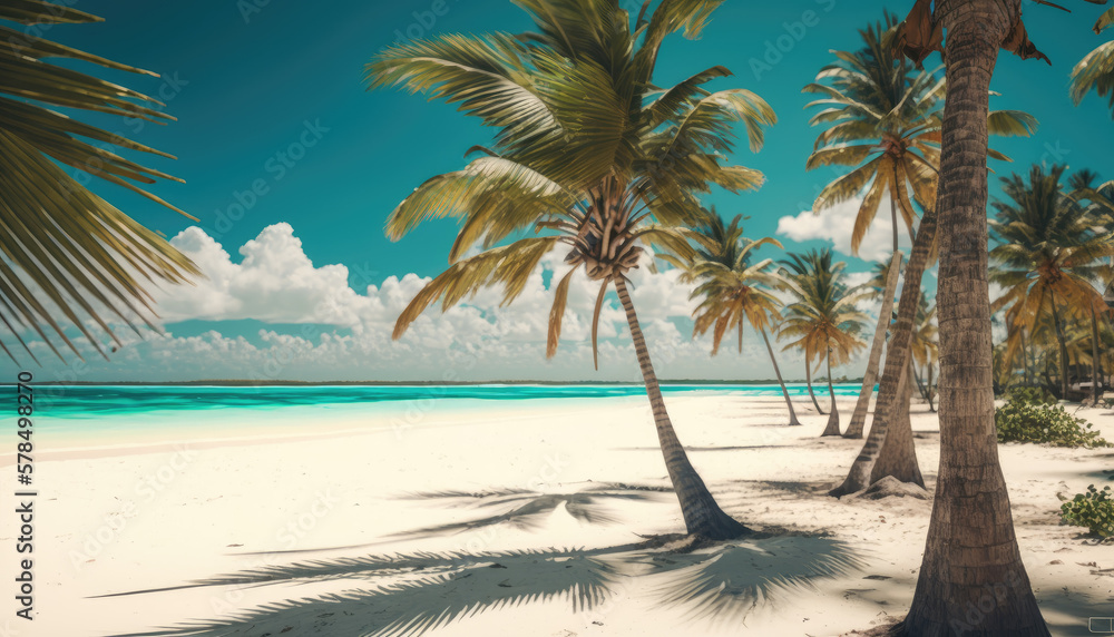 Tropical beach in the Caribbean created with generative AI technology