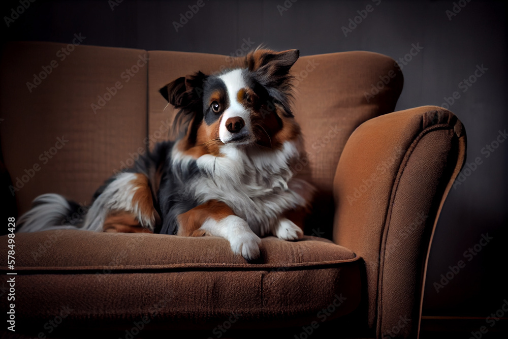 Cute adorable dog sleep on the sofa or couch at home. Generative AI Cute adorable dog sleep on the sofa or couch at home. Generative AI
