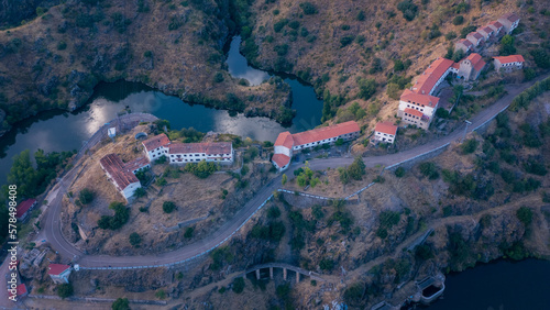 Aerial View of the Abandoned Town of Salto de Castro in Zamora, Spain photo