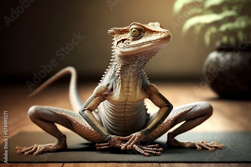 lizard in a yoga pose photo