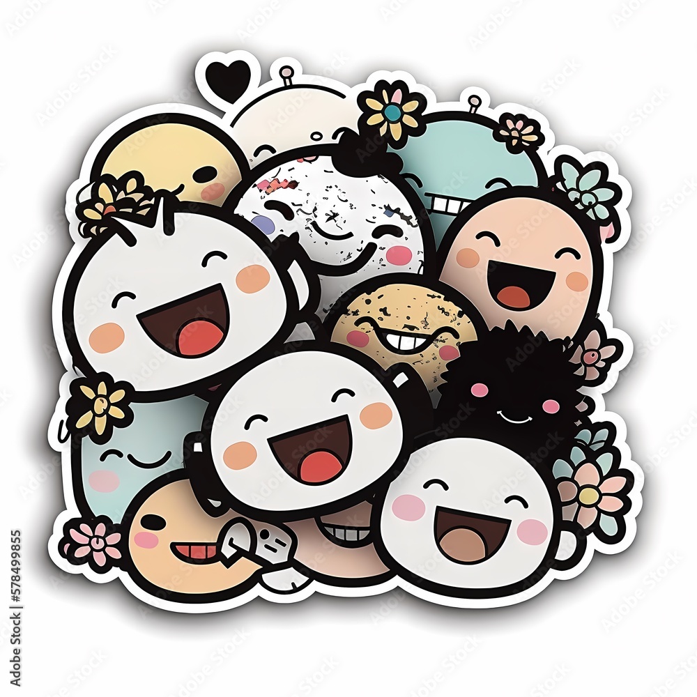 Naklejka premium Cute Kawaii Sticker - Generative AI