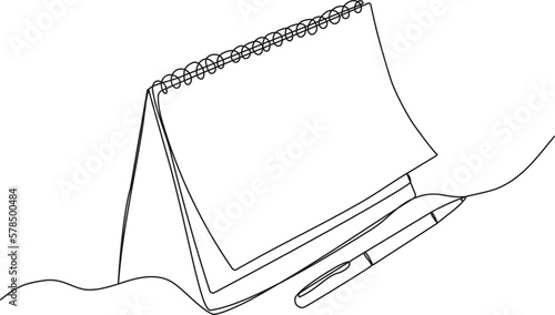 Continuous line drawing of calendar with pen. Vector illustration