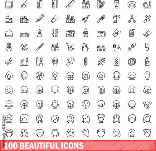 100 beautiful icons set. Outline illustration of 100 beautiful icons vector set isolated on white background