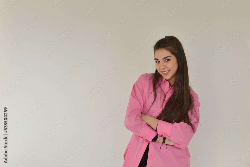 portrait of a happy woman standing portrait of a happy woman standing
