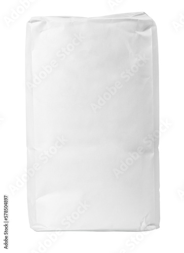 Fotografia Blank paper bag package of flour isolated on transparent background