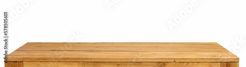 Wooden table top surface isolated over white background. Solid wood furniture close view vector illustration