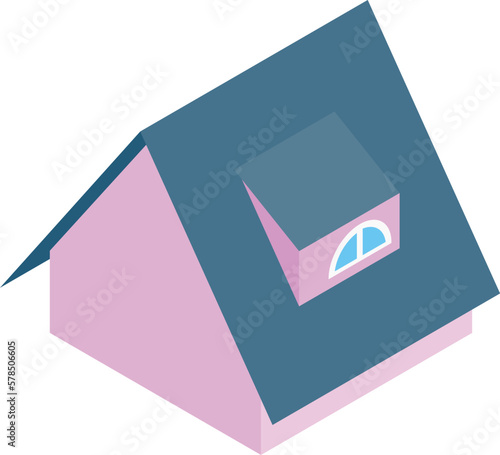 Modern roof icon isometric vector. New colorful roof with window in attic icon. Construction and repair concept photo