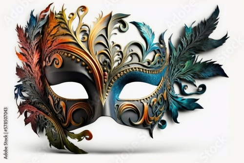 Brazilian carnival party mask. AI generated, human enhanced. Background