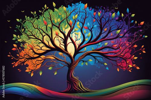 Abstract tree with colorful leaves © Kiss