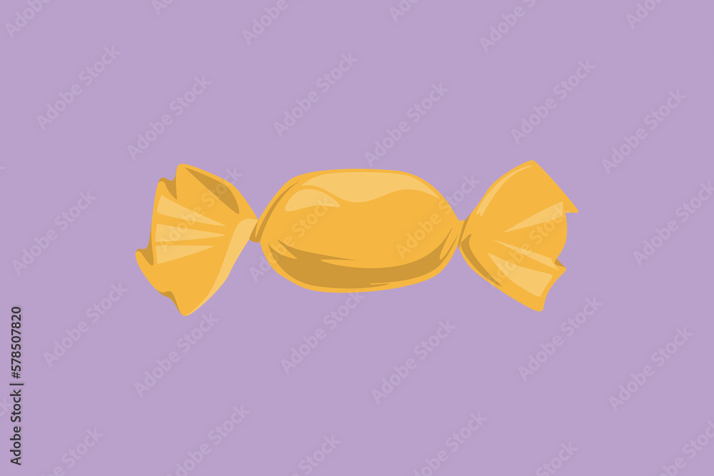 Character flat drawing stylized candy in wrappers shop logo label ...