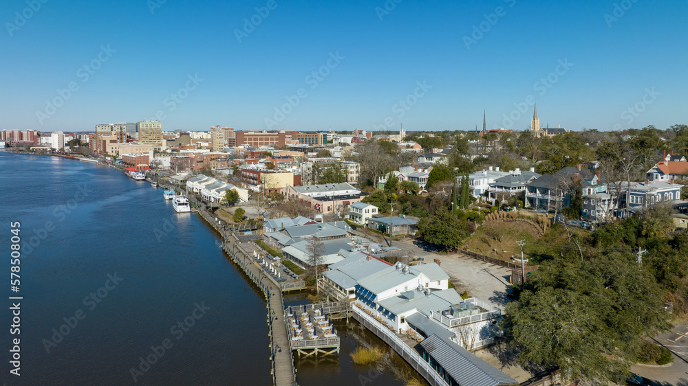 Aerial view of Downtown Wilmington, North Carolina.