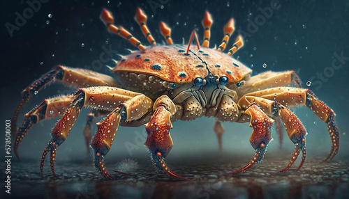 Photorealistic concept illustration of a king crab. Generative AI.