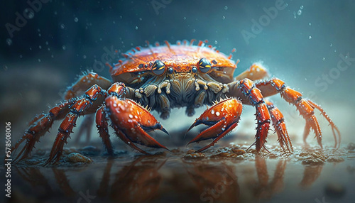 Photorealistic concept illustration of a king crab. Generative AI. © Red Lemon