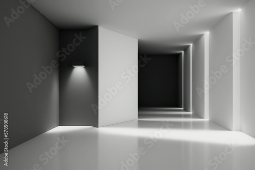 Modern  future minimalist interior on white color  big windows in living room. AI generated  human enhanced.