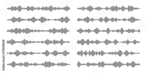 Voice message, mail. Social media chat conversation. Messaging app, music player, audio or video editor interface element. Voice assistant, recorder. Sound wave pattern. Vector illustration