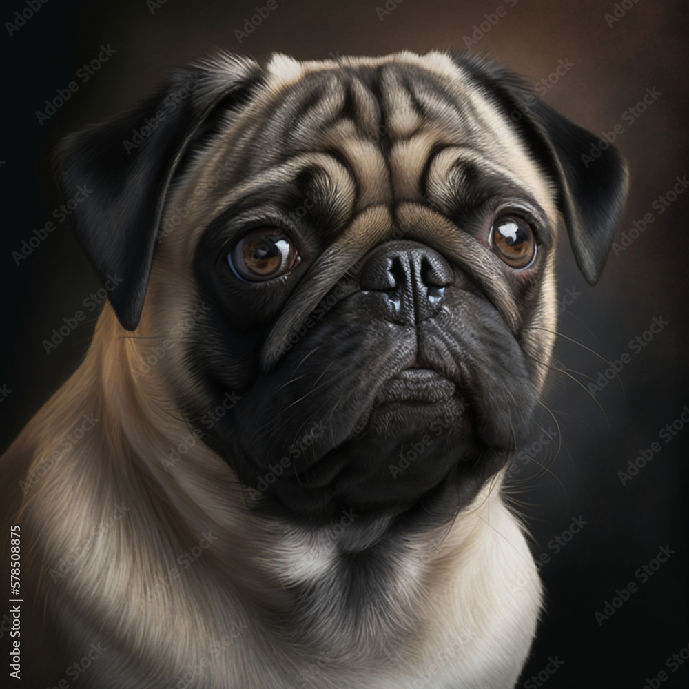 Portrait of a beautiful dog in studio, Generated by AI