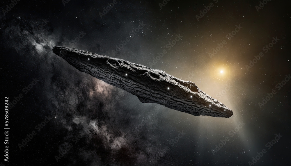Oumuamua Asteroid Floating in Space. Generative AI. Stock Illustration ...