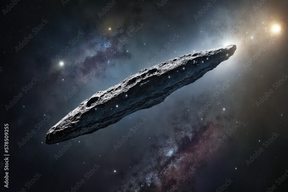 Oumuamua Asteroid in Space. Generative AI. Oumuamua Asteroid in Space. Generative AI.